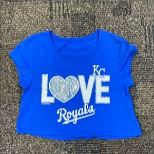 Girls Blue KC Royals Love Crop Shirt